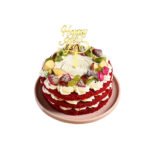 Festive Red Velvet Fruit Delight New Year Cake