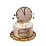 White & Gold New Year Countdown Clock Cake