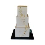 Flakes of Gold Square Wedding Cake