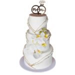 Gold & White Orchid Wedding Cake