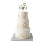 Luxury Gold Leaf Hexagon Wedding Cake