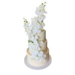 Elegant White Orchid Luxury Wedding Cake