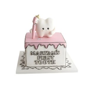 First Tooth Pink & White Cake