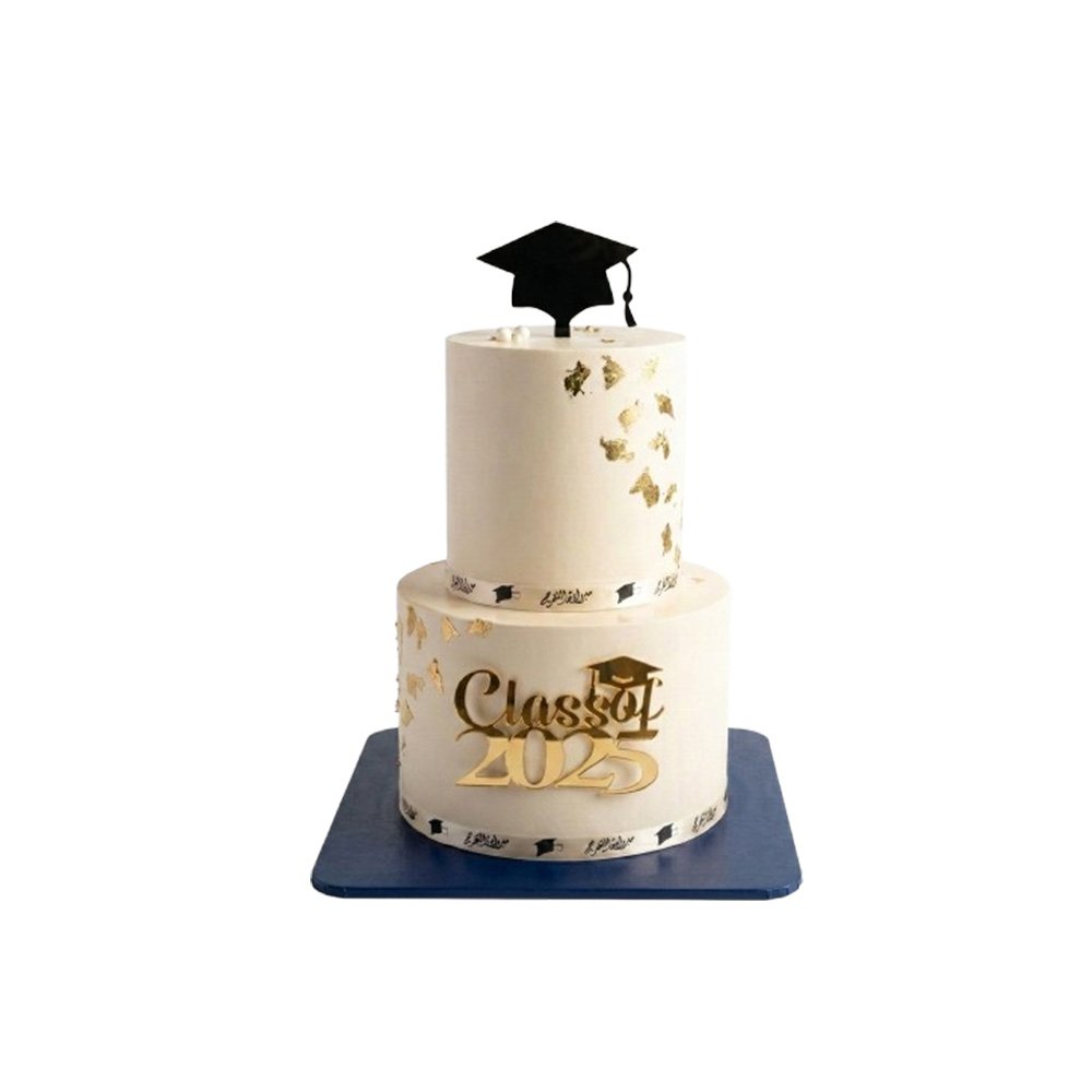 grad (12) Luxury Golden Leaf Graduation Cake - Image 1
