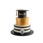 Golden Black Striped Graduation Cake