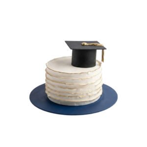 Classic White & Gold Graduation Cake