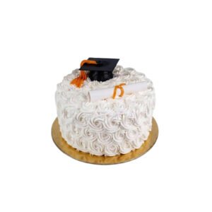 Classic White Roseswril Graduation  Cake