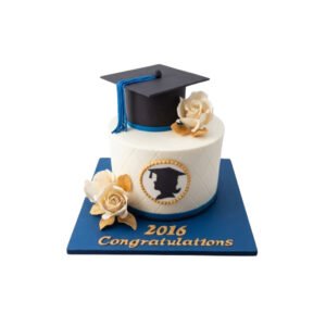 Graduation White Floral Cake