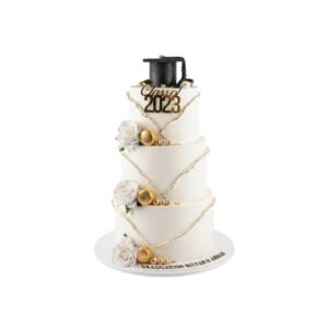 Luxury 3 Tier White Graduation Cake