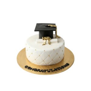 Classic White Luxury Graduation Cake