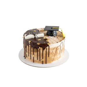Choco Drip Brown Graduation Cake