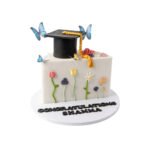 Half Shape Floral Graduation Cake