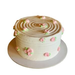 White Pink Flower Cake