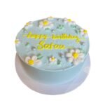 Blue & White Floral Elegance Cake