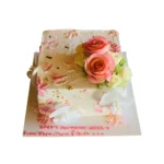 Elegant Square Shape Flower Cream Cake