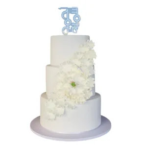 3 Tier White Peony Floral Cake