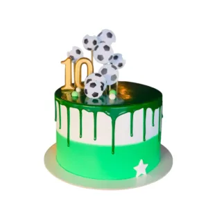 Green Dripping Football Cake