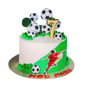 Green & White Football Cream Cake