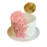 Pink Feather Design Cake
