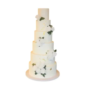 Classic White & Gold Wedding Cake