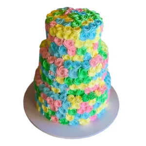 ColourFull Rose Swril 3 Tier Cake