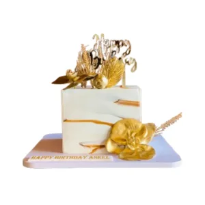 Golden White Square Cake