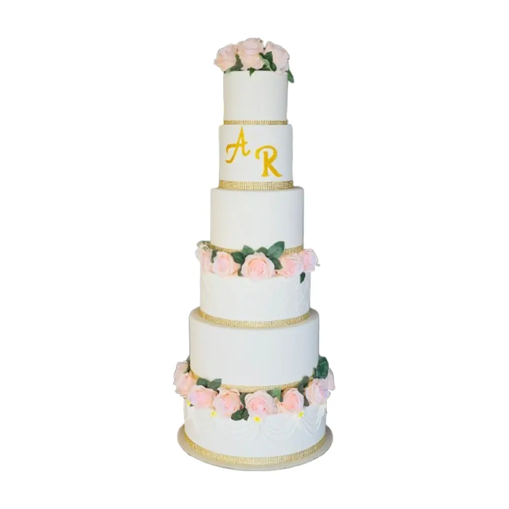 portraits (342) Luxury White 6 Tier Wedding Cake - Image 1