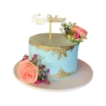 Floral Blue Celebration Cake