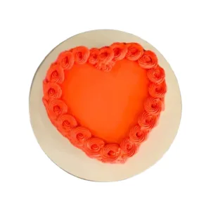 Red Rose Cream Heart Cake