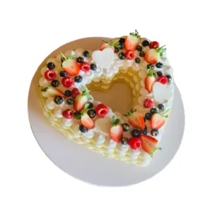Elegant Heart Fresh Fruit Cream Cake