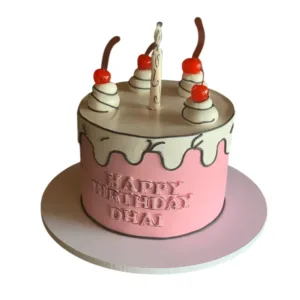 Pink & White Comic Design Cake