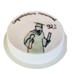 White Graduation Round Cake