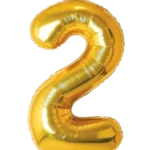 Number 2 Helium Foil Balloon, Gold