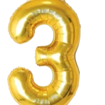 Number 3 Helium Foil Balloon, Gold