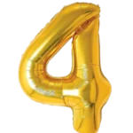 Number 4 Helium Foil Balloon, Gold