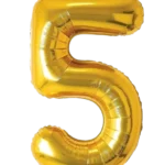 Number 5 Helium Foil Balloon, Gold