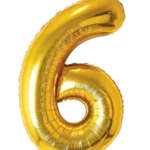 Number 6 Helium Foil Balloon, Gold