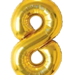 Number 8 Helium Foil Balloon, Gold