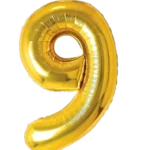 Number 9 Helium Foil Balloon, Gold